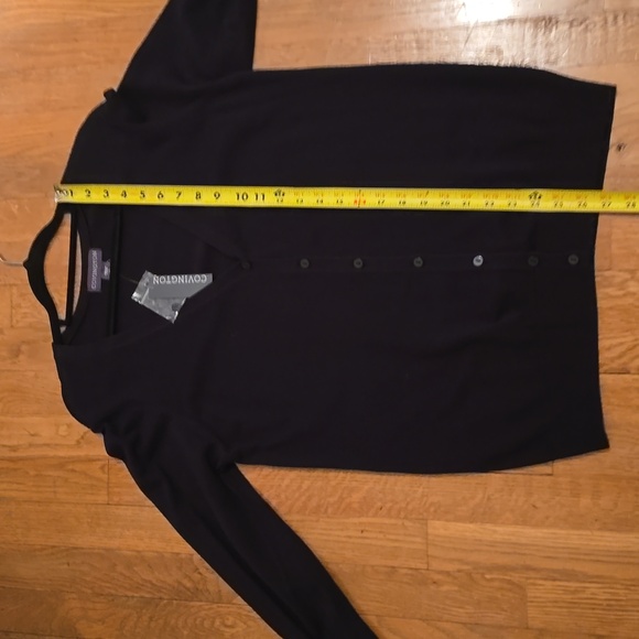 COVINGTON BRAND WOMEN'S BLACK FRONT BUTTON CARDIGAN V-NECK SWEATER SIZE LARGE - Picture 12 of 15